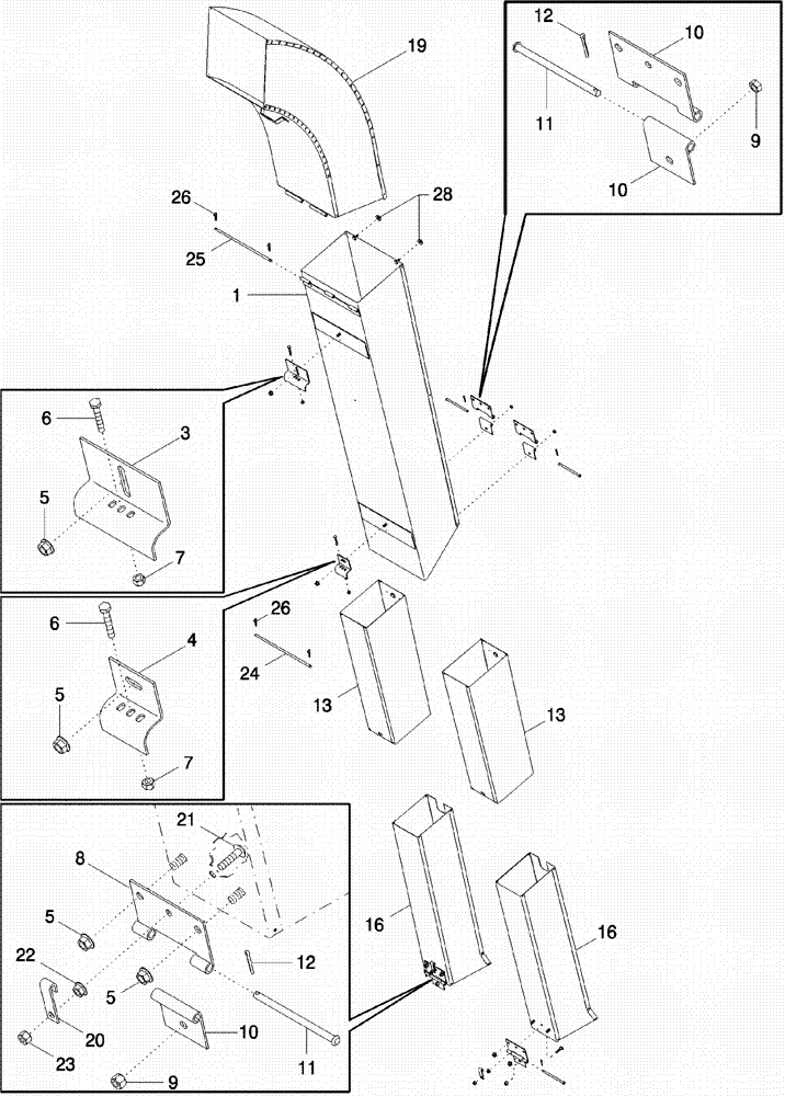 Схема запчастей Case IH 620 - (09C-16) - CONVEYOR CHUTES - DUAL CENTER, 6 ROW WIDE, NO. 3F, 4R (15) - HANDLING SYSTEM