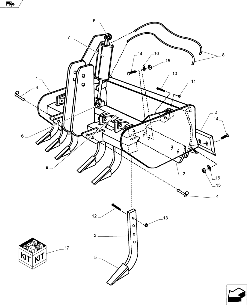 Схема запчастей Case IH WORK EZ 72BHH - (007) - HYDRAULIC HEAVY DUTY BOX BLADE 6 - 72BHH 
