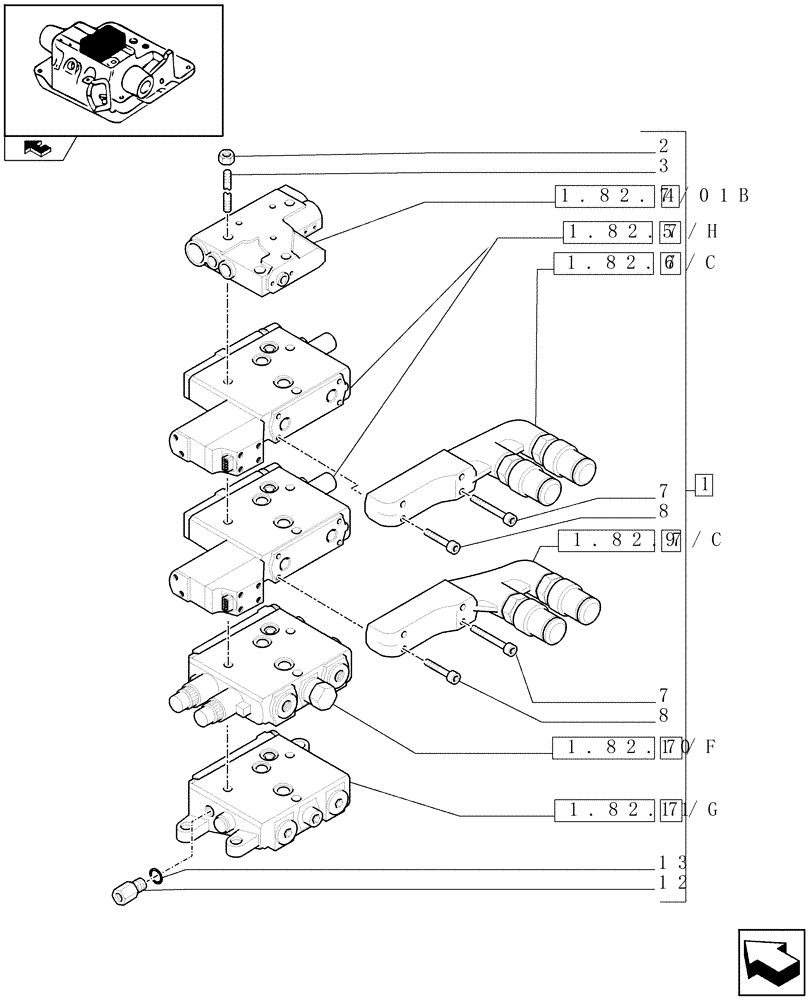 Схема запчастей Case IH PUMA 140 - (1.82.7/01A) - 2 CCLS (EDC) ELECTRONIC CONTROL VALVES WITH TRAILER BRAKE VALVE AND ASSOCIATED PARTS (07) - HYDRAULIC SYSTEM