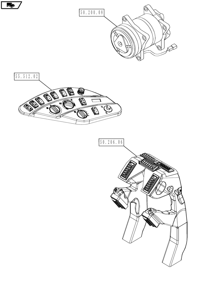 Схема запчастей Case IH MAGNUM 190 - (00.000.50) - PICTORIAL INDEX - CAB CLIMATE CONTROL (00) - GENERAL & PICTORIAL INDEX