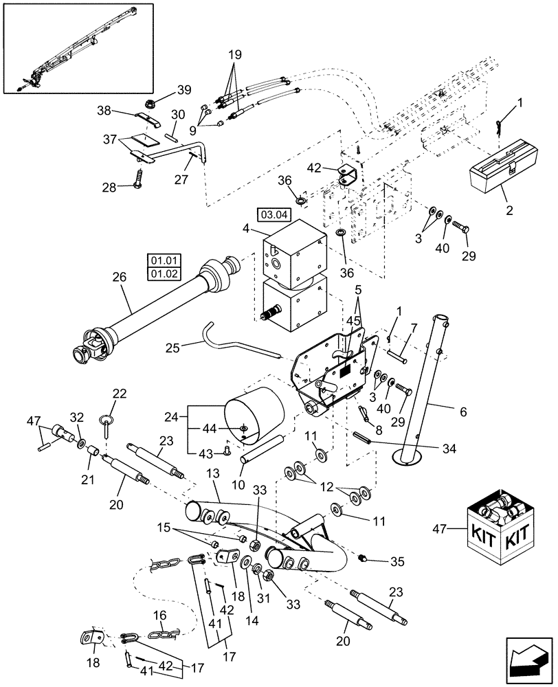 Схема запчастей Case IH DCX161 - (12.04) - 2 POINT HITCH (12) - MAIN FRAME