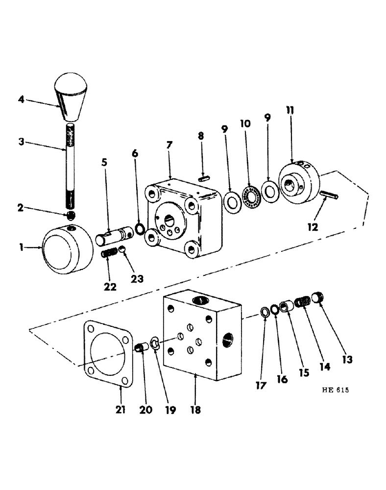 Схема запчастей Case IH 55 - (12-23) - HYDRAULIC DIVERTER VALVE, (TRACTOR W/SINGLE VALVE CONTROL) 