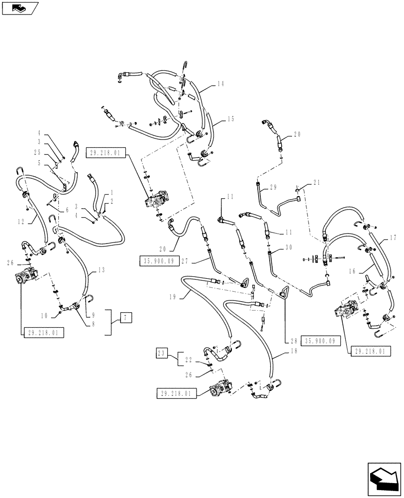 Схема запчастей Case IH 4430 - (35.900.04) - DRIVE LINES GROUP (35) - HYDRAULIC SYSTEMS