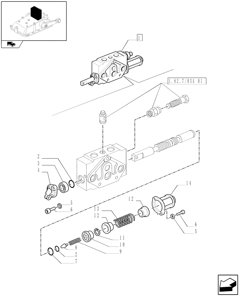 Схема запчастей Case IH FARMALL 75N - (1.82.7/03A[02]) - SIMPLE/DOUBLE-ACTING CONTROL VALVE WITH FLOAT COMMUTATION - BREAKDOWN (07) - HYDRAULIC SYSTEM