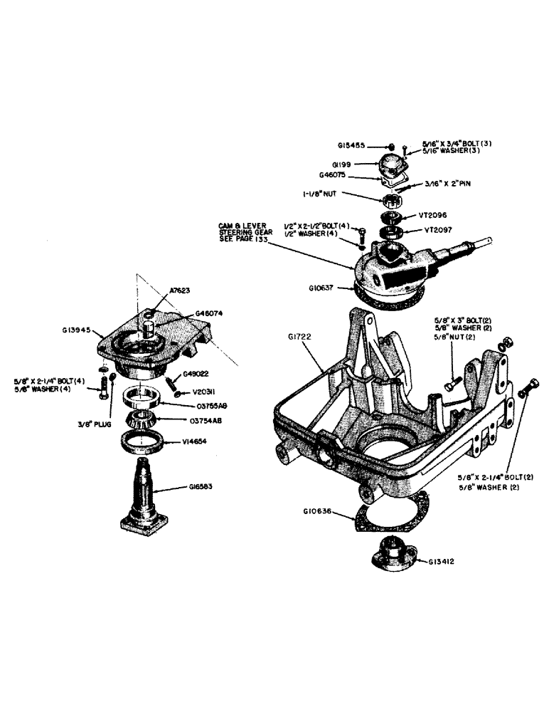 Схема запчастей Case IH 600B-SERIES - (081) - STEERING SPINDLE AND SUPPORT, 511B AND 611B GENERAL PURPOSE TRACTORS (05) - STEERING