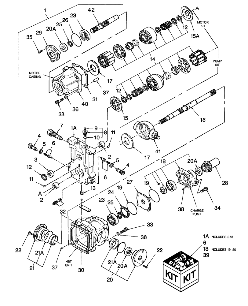 Схема запчастей Case IH DX29 - (07J01) - HST ASSEMBLY (03) - TRANSMISSION