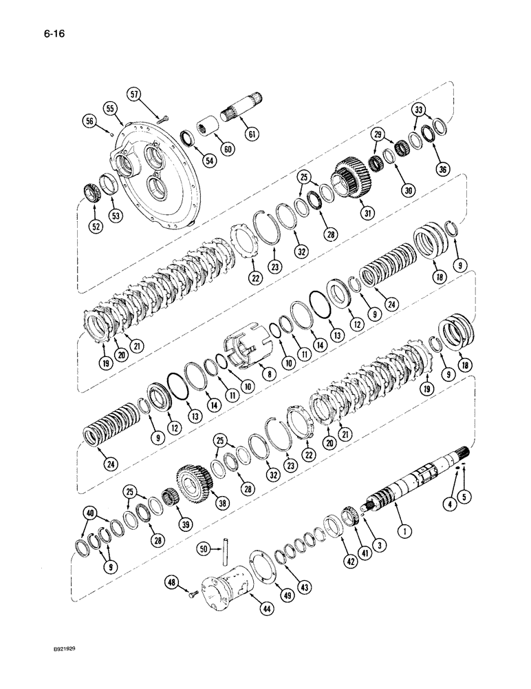 Схема запчастей Case IH 7110 - (6-016) - TRANSMISSION SPEED, INPUT SHAFT WITHOUT CREEPER, TRANSMISSION SERIAL NUMBER AJB0055133 AND AFTER (06) - POWER TRAIN