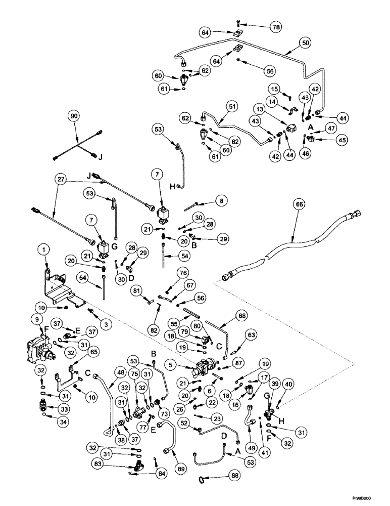 Схема запчастей Case IH MX270 - (7-036) - TRAILER BRAKE, PNEUMATIC, VALVE MOUNTING, EUROPE ONLY (07) - BRAKES
