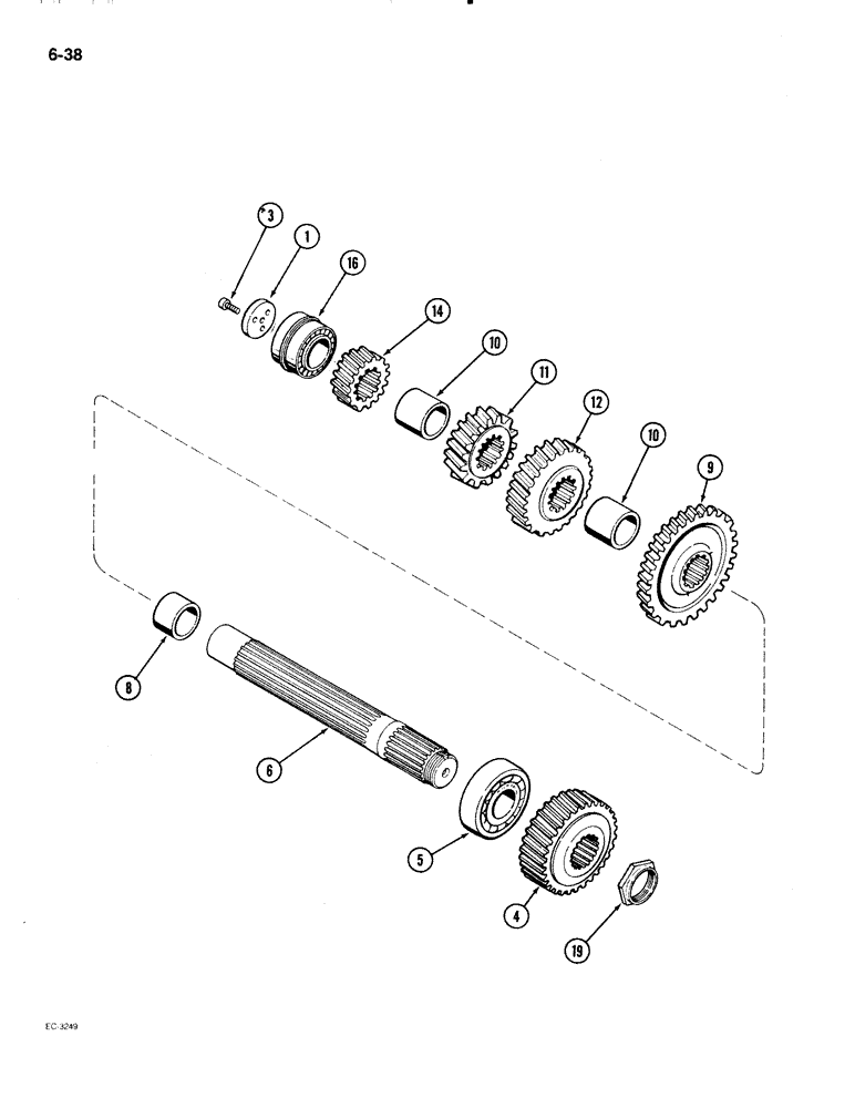 Схема запчастей Case IH 2096 - (6-038) - POWER SHIFT TRANSMISSION, INTERMEDIATE SHAFT (06) - POWER TRAIN