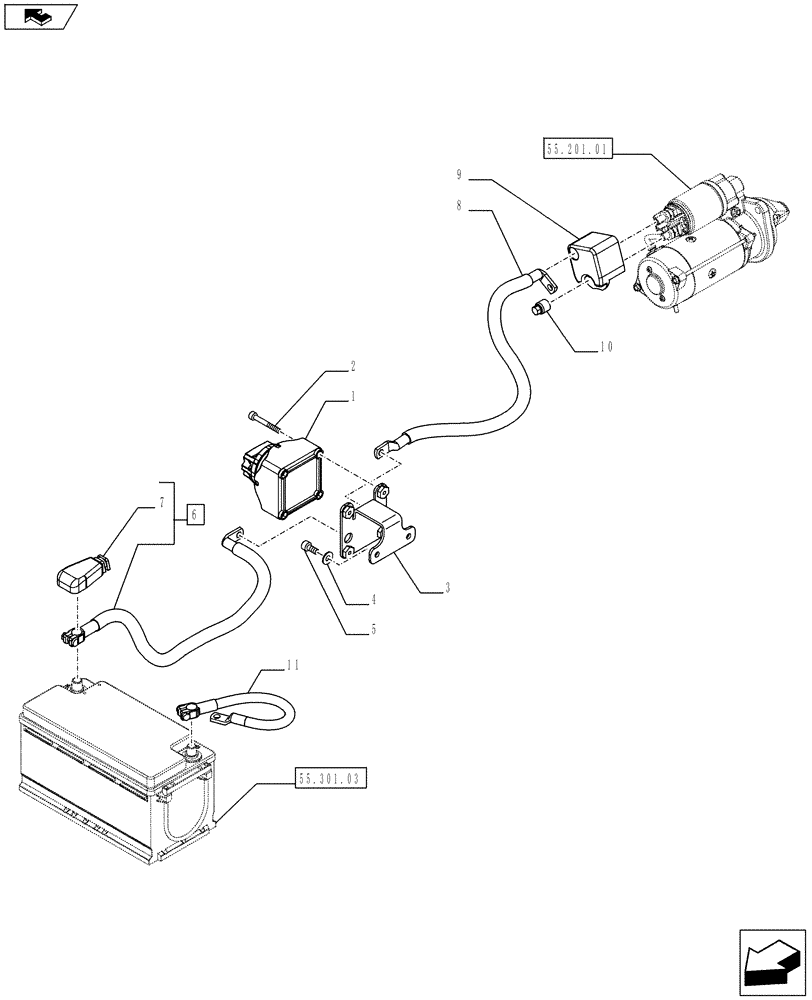 Схема запчастей Case IH FARMALL 75C - (55.100.0201[02]) - MECHANICAL BATTERY ISOLATOR - ISO (VAR.330207) - END YR 09-JUL-2012 (55) - ELECTRICAL SYSTEMS
