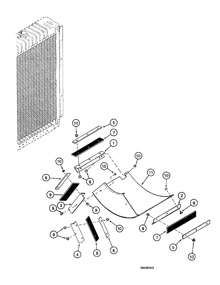 Схема запчастей Case IH 2166 - (2-04) - ROTARY AIR SCREEN BAFFLE SEALS (01) - ENGINE