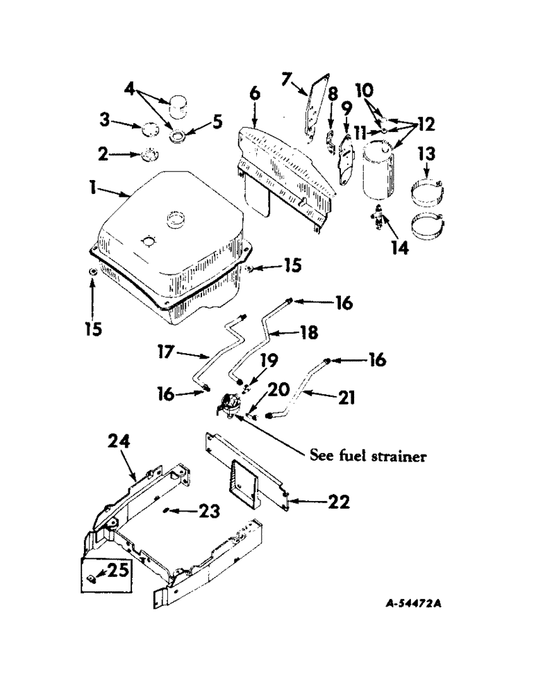 Схема запчастей Case IH 200 - (142) - CHASSIS, FUEL TANK, GASOLINE TANK, FUEL STRAINER, SUPPORTS AND PIPING (12) - CHASSIS