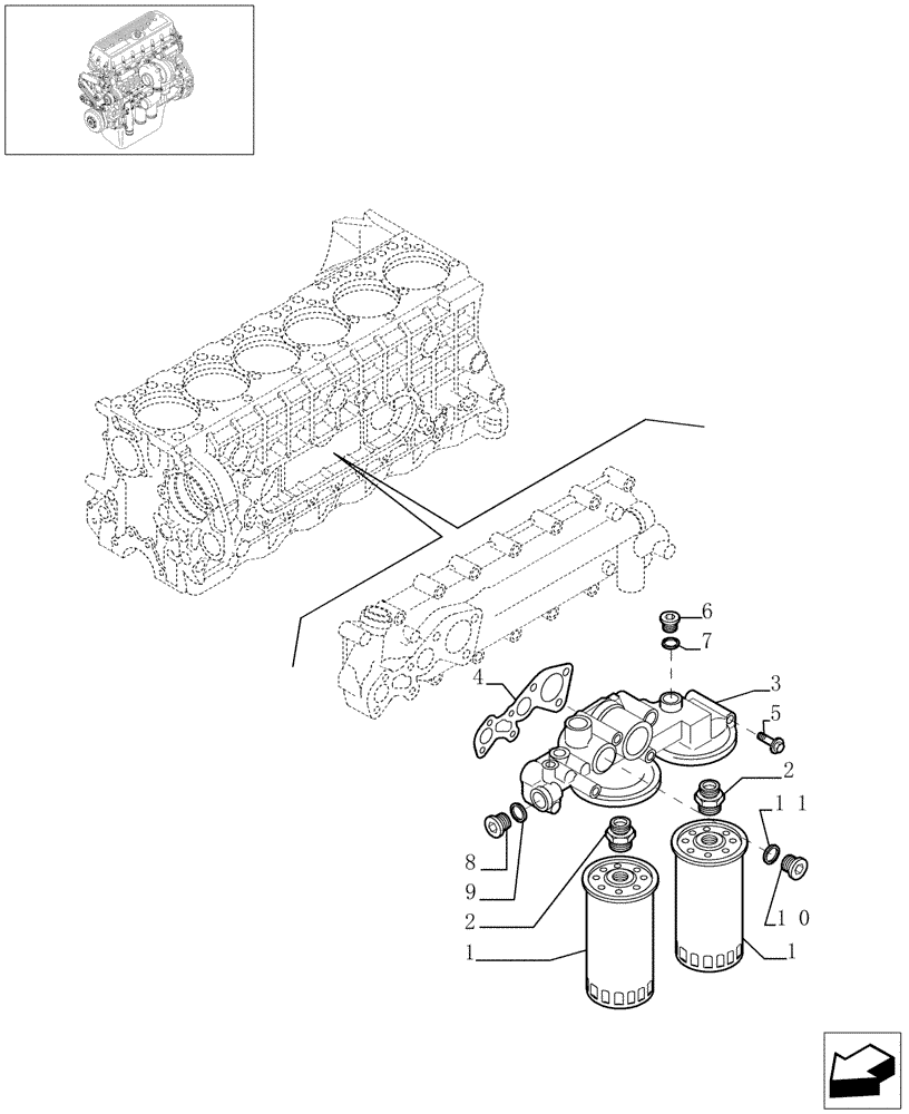 Схема запчастей Case IH STEIGER 430 - (02-47) - FILTER ENGINE OIL, STX & STEIGER 380 / 430 (02) - ENGINE