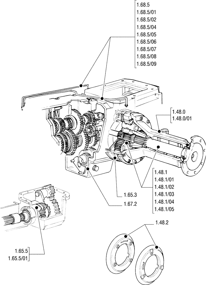 Схема запчастей Case IH JX100U - (1.47.0 SEC. 05) - REAR AXLE (05) - REAR AXLE
