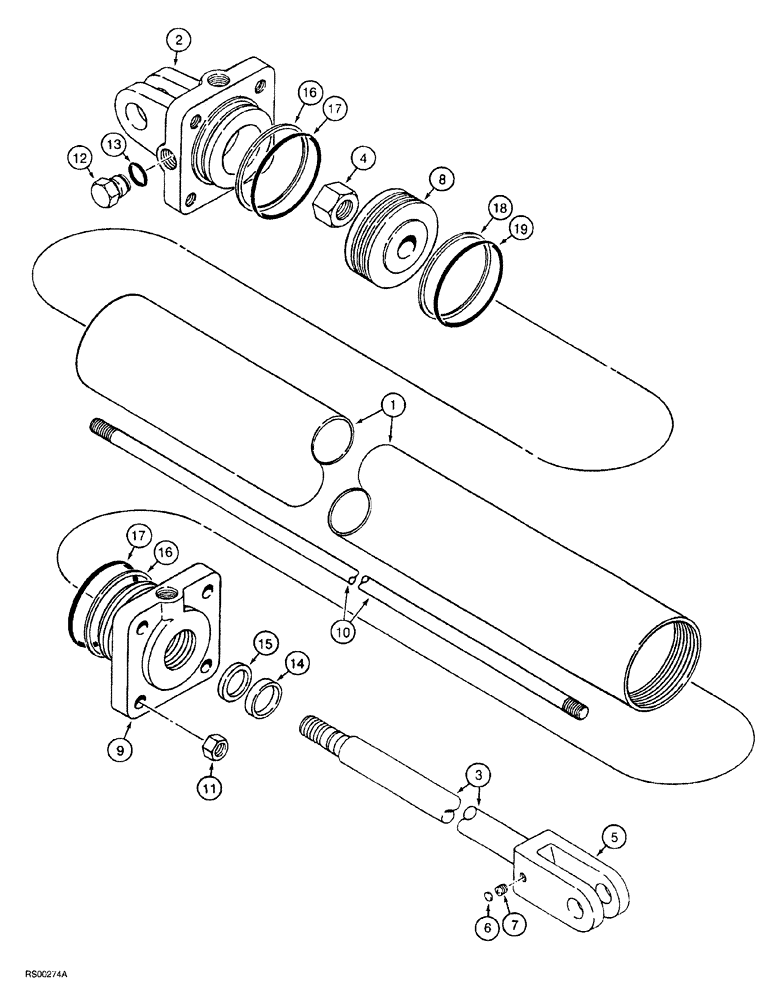 Схема запчастей Case IH 5700 - (8-052) - CYLINDER ASSEMBLY - 1272149C92, 3-1/2 ID X 16 INCH STROKE (08) - HYDRAULICS