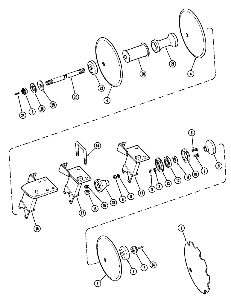 Схема запчастей Case IH DOT 25 - (42) - FRONT LEFT WING GANG, 25 FOOT 