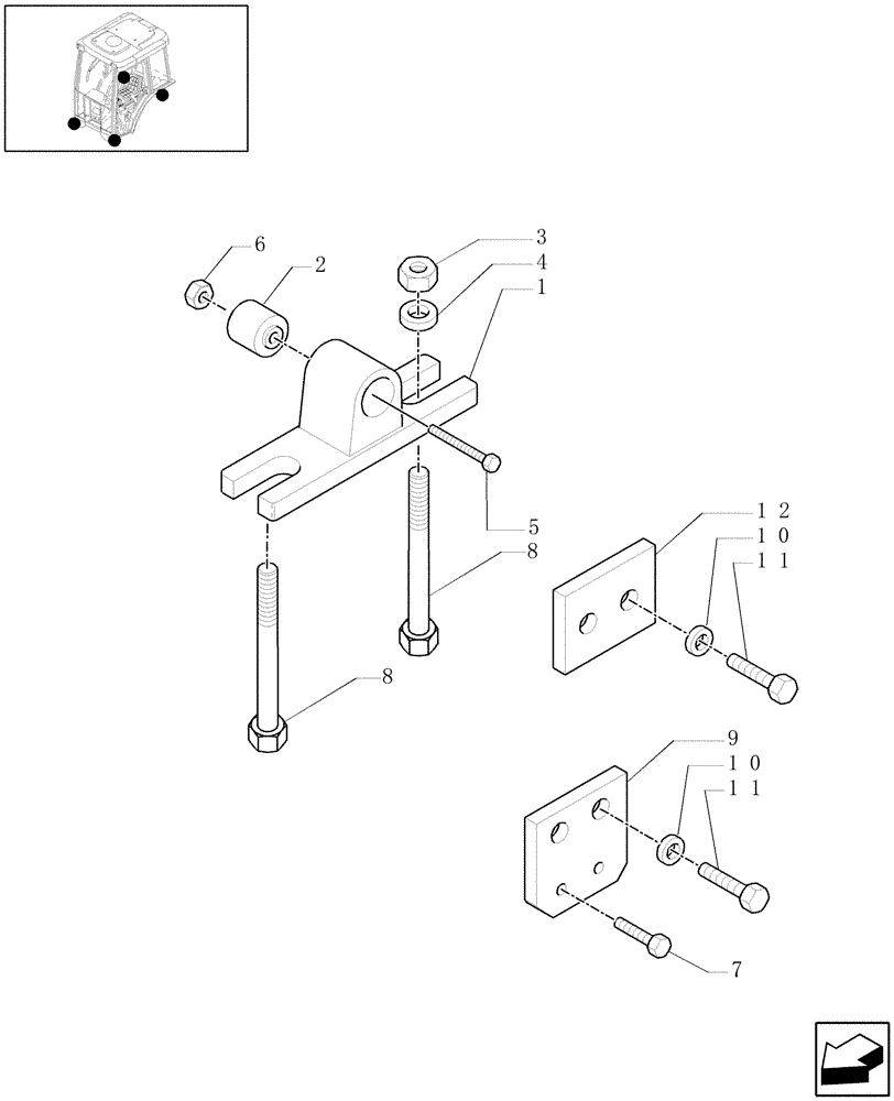 Схема запчастей Case IH JX1070C - (1.87.0[02A]) - CAB SUPPORTS - D5140 (08) - SHEET METAL