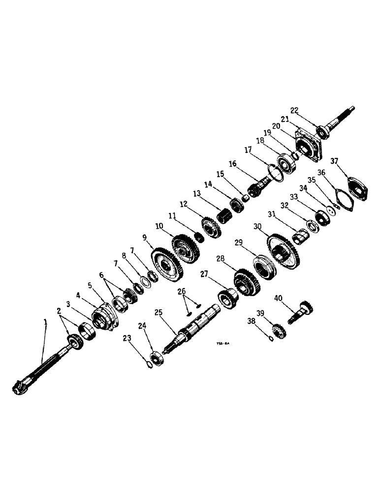 Схема запчастей Case IH 384 - (07-06) - DRIVE TRAIN, TRANSMISSION GEARS AND SHAFTS (04) - Drive Train