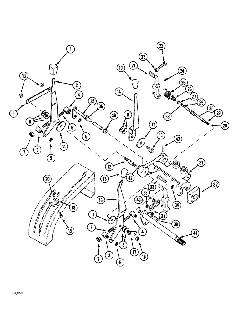 Схема запчастей Case IH 3230 - (8-056) - DRAFT CONTROL, EXTERNAL LEVERS AND LINKAGE WITHOUT CAB (08) - HYDRAULICS