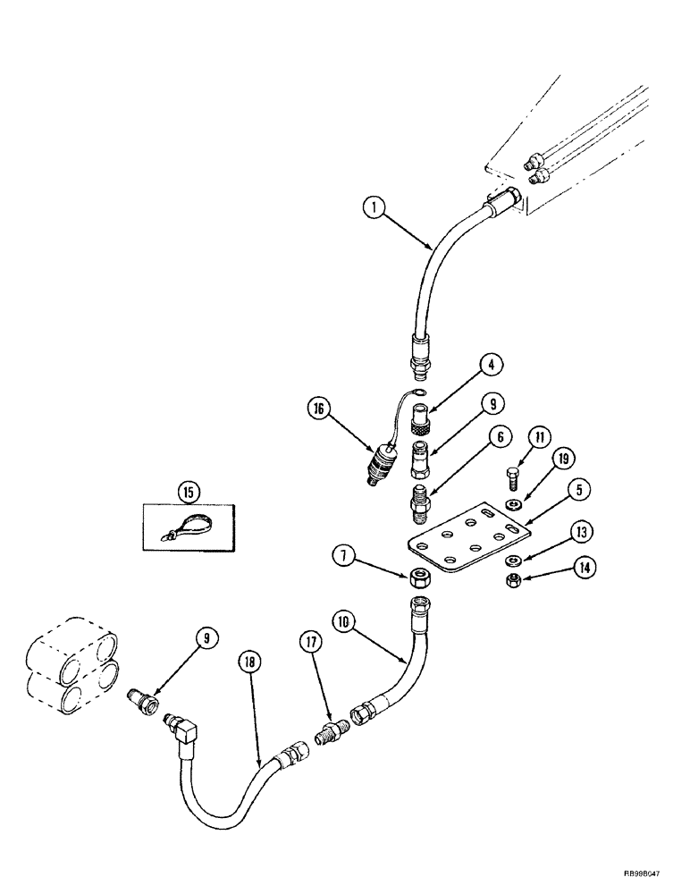 Схема запчастей Case IH L500 - (8-010) - HYDRAULICS - MID MOUNT (2 FUNCTION MX80C - MX100C), W/OUT SELF LEVELING (08) - HYDRAULICS
