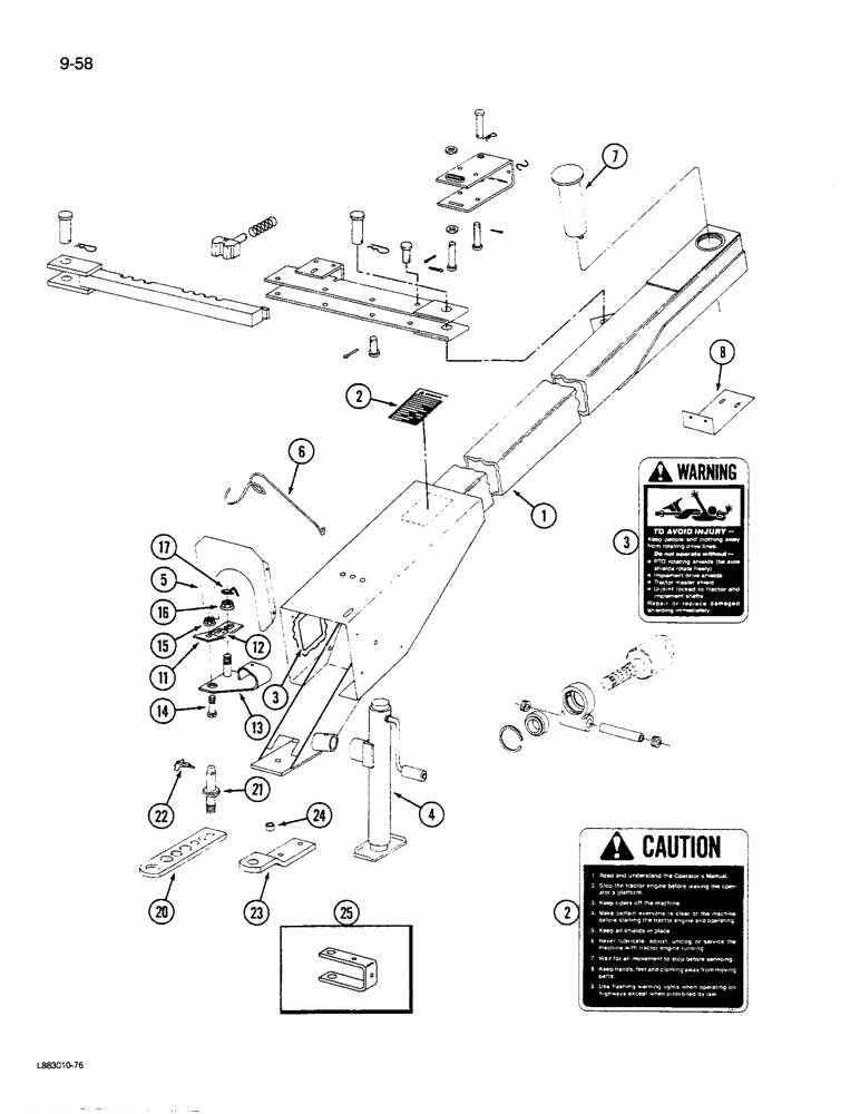 Схема запчастей Case IH 1190 - (9-058) - HITCH EXTENSION, TONGUE, AND ROPE-CONTROLLED POSITIONER, 1190 MOWER CONDITIONER (03) - CHASSIS/MOUNTED EQUIPMENT
