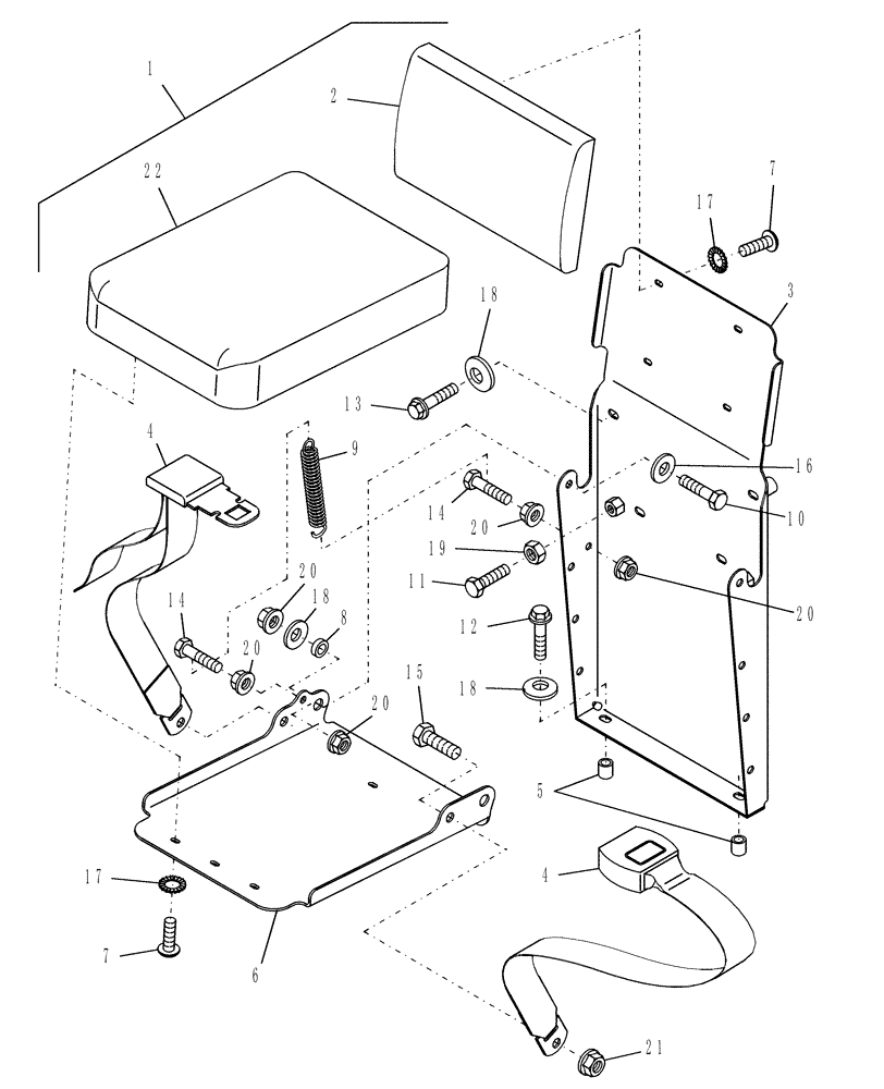 Схема запчастей Case IH WDX1002S - (10.07[04]) - INSTRUCTORS SEAT KIT (10) - OPERATORS PLATFORM/CAB