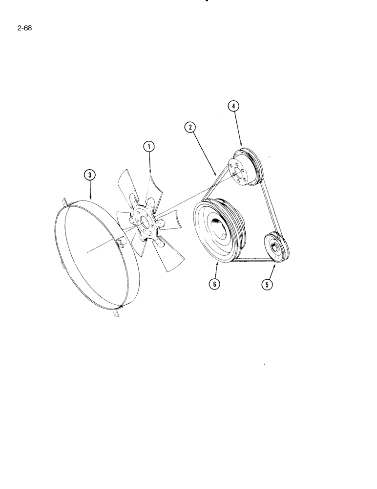 Схема запчастей Case IH 5000 - (2-68) - FAN AND FAN BELT, D-239 DIESEL ENGINE (02) - ENGINE