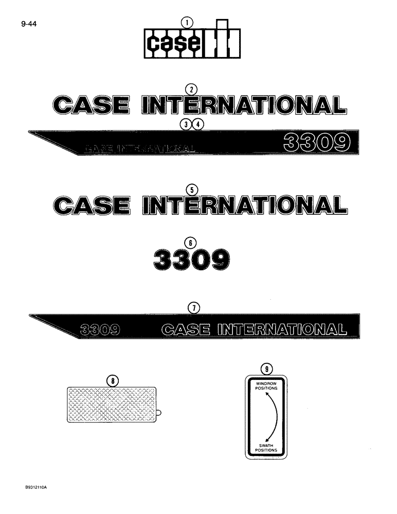 Схема запчастей Case IH 3309 - (9-44) - DECALS (03) - CHASSIS/MOUNTED EQUIPMENT