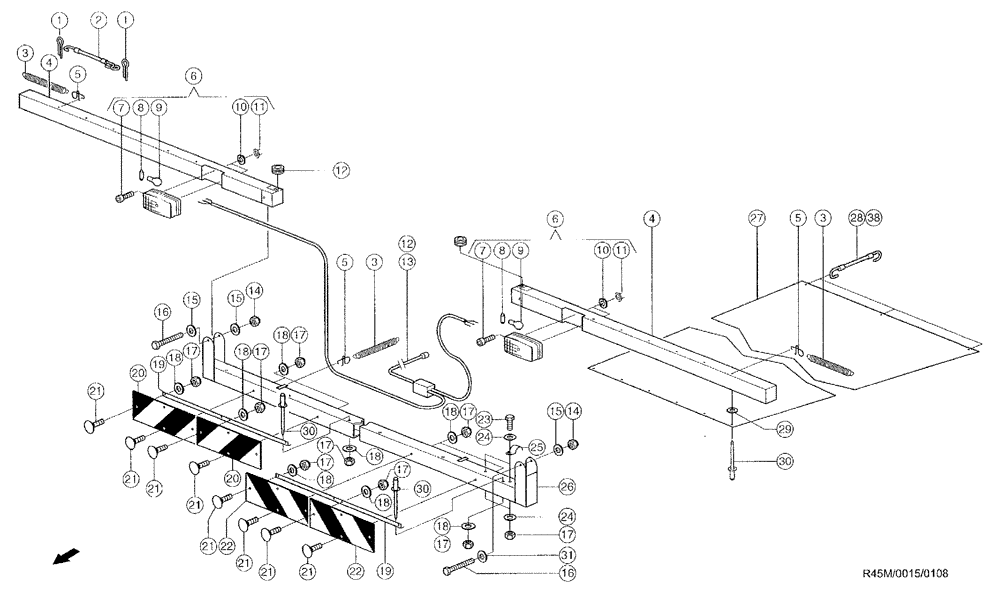 Схема запчастей Case IH RU450 - (0015) - GUARD (58) - ATTACHMENTS/HEADERS