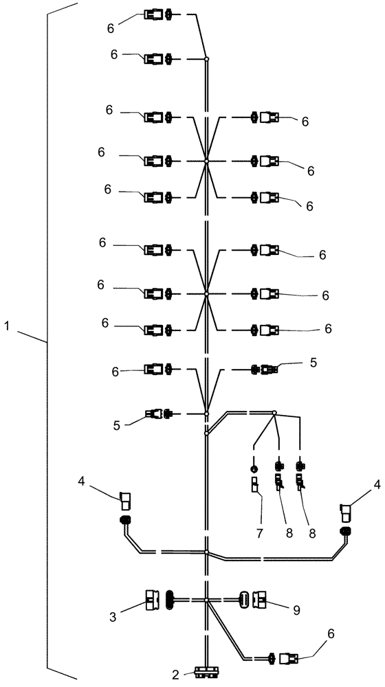 Схема запчастей Case IH 1250 - (55.100.05) - ELECTRICAL - HARNESS, FRAME 87575101 - 12 ROW AND 16 ROW (55) - ELECTRICAL SYSTEMS