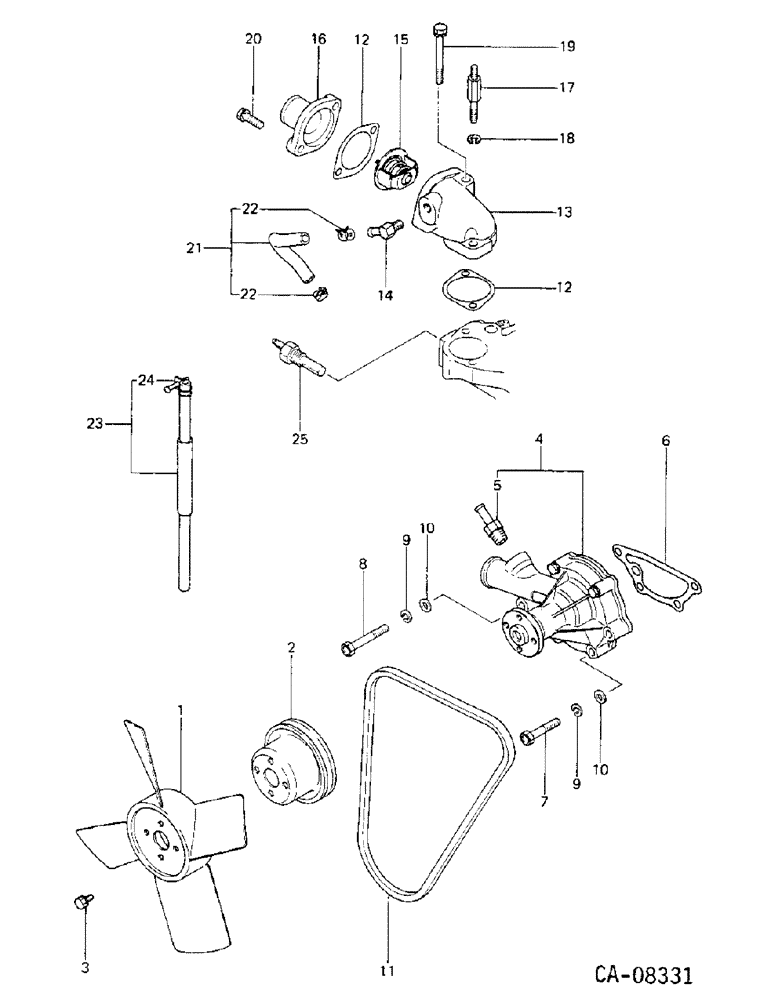Схема запчастей Case IH 234 - (12-28) - POWER, FAN, THERMOSTAT, HOUSING AND WATER PUMP, 234 TRACTORS Power
