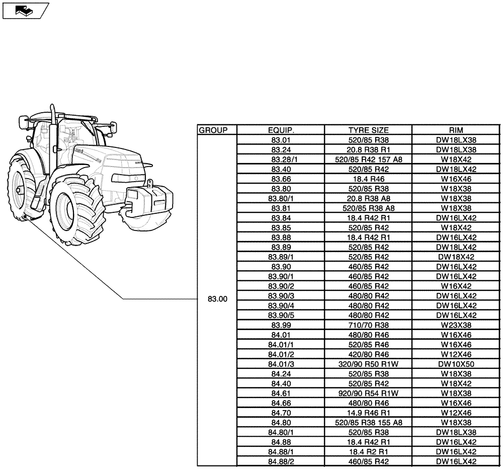 Схема запчастей Case IH PUMA 165 - (SEC. 11[02]) - WHEELS / TRACKS (00) - GENERAL