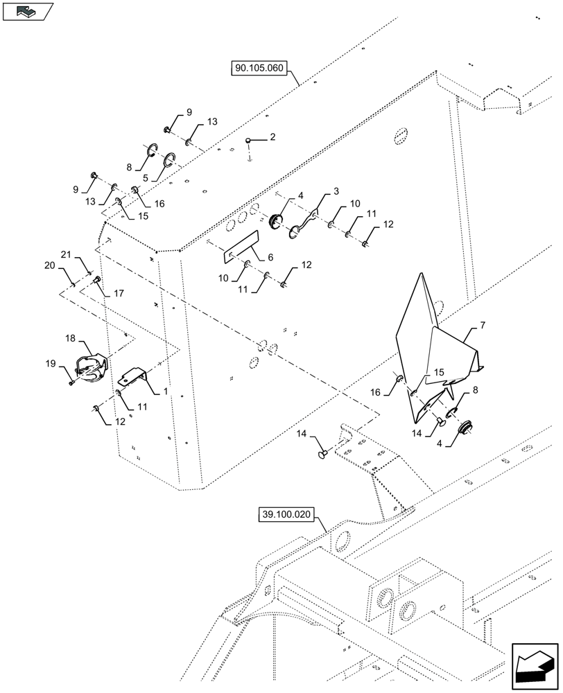 Схема запчастей Case IH LB324P - (90.105.070) - TWINE BOXES RH SUPPORT (90) - PLATFORM, CAB, BODYWORK AND DECALS