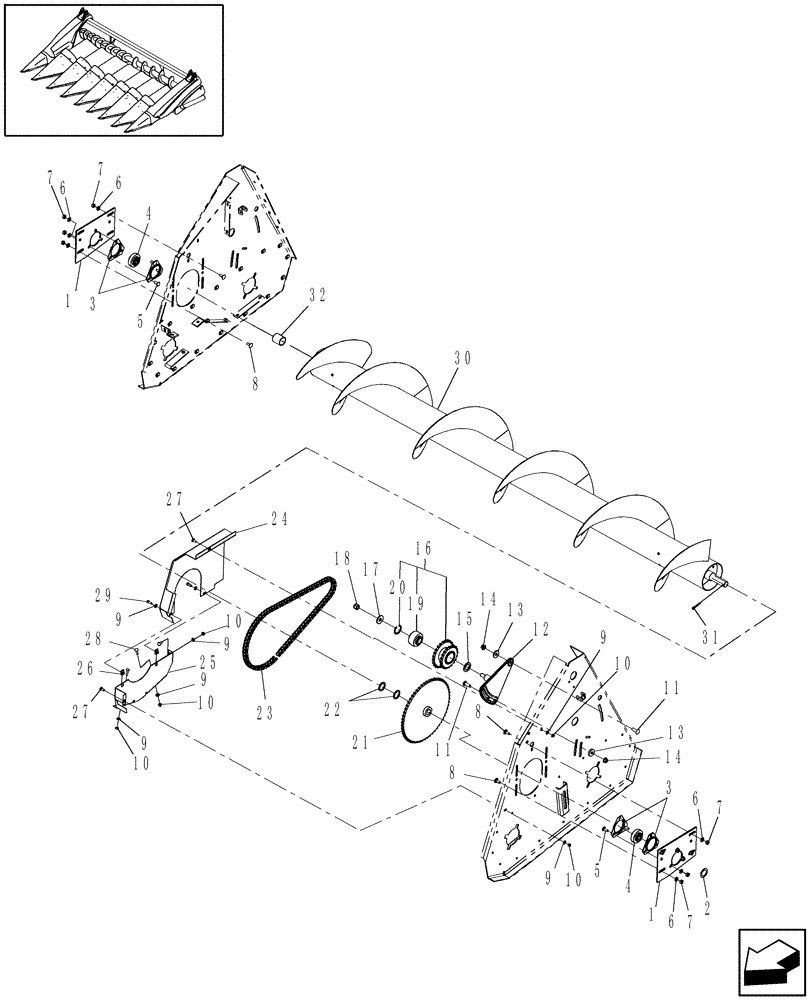 Схема запчастей Case IH 3406-30 - (20.03.11) - AUGER DRIVE, SINGLE, DRIVEN SIDE (58) - ATTACHMENTS/HEADERS