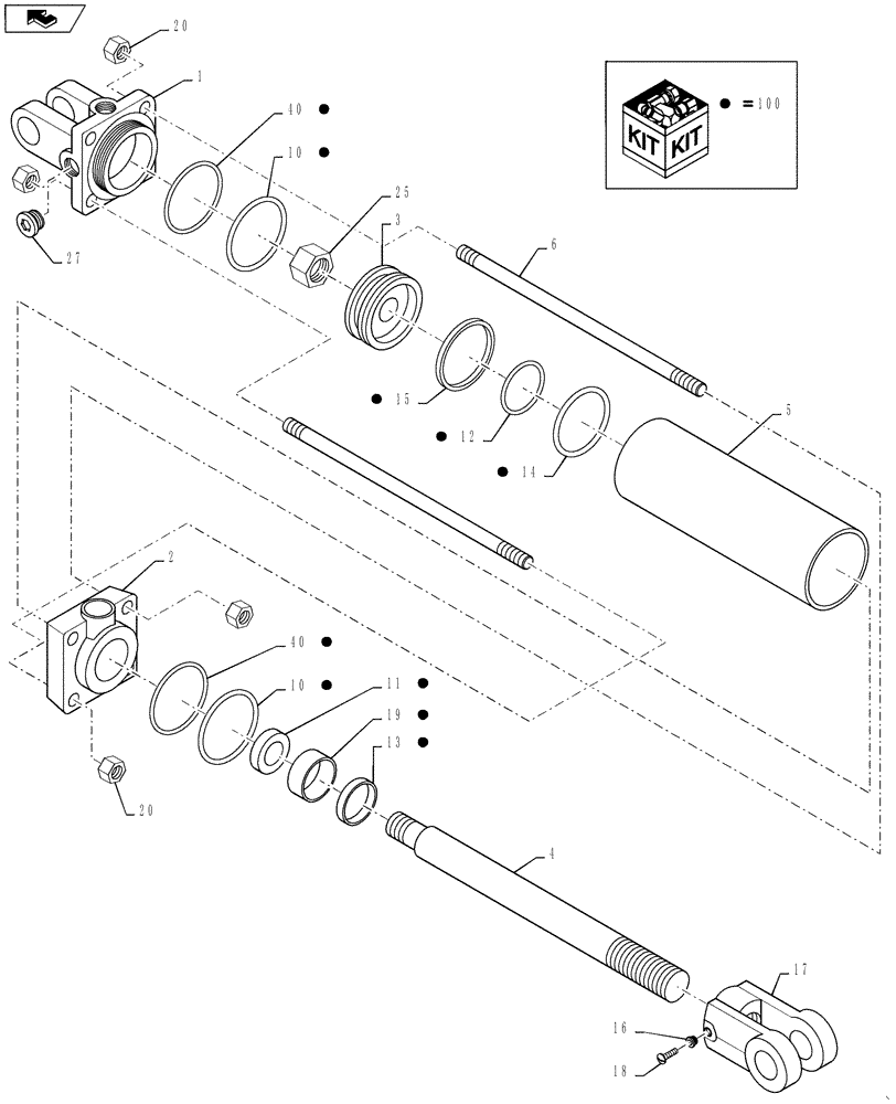 Схема запчастей Case IH 4420 - (07-011) - MID BOOM FOLD CYLINDER Cylinders
