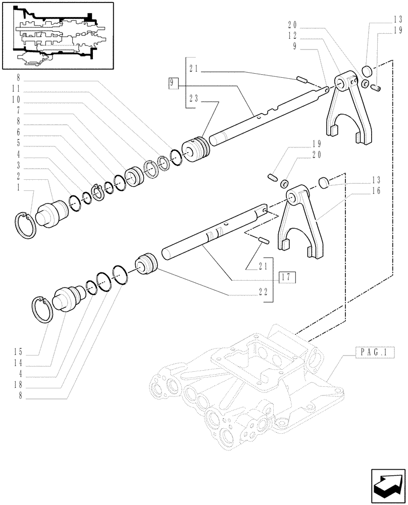 Схема запчастей Case IH MXU125 - (1.29.9/03[03]) - (VAR.085-087) 16X16 (SPS) W/P. SHUTTLE & ADV. HARNESS - GEARBOX CLUTCH HOUSING COVER (03) - TRANSMISSION