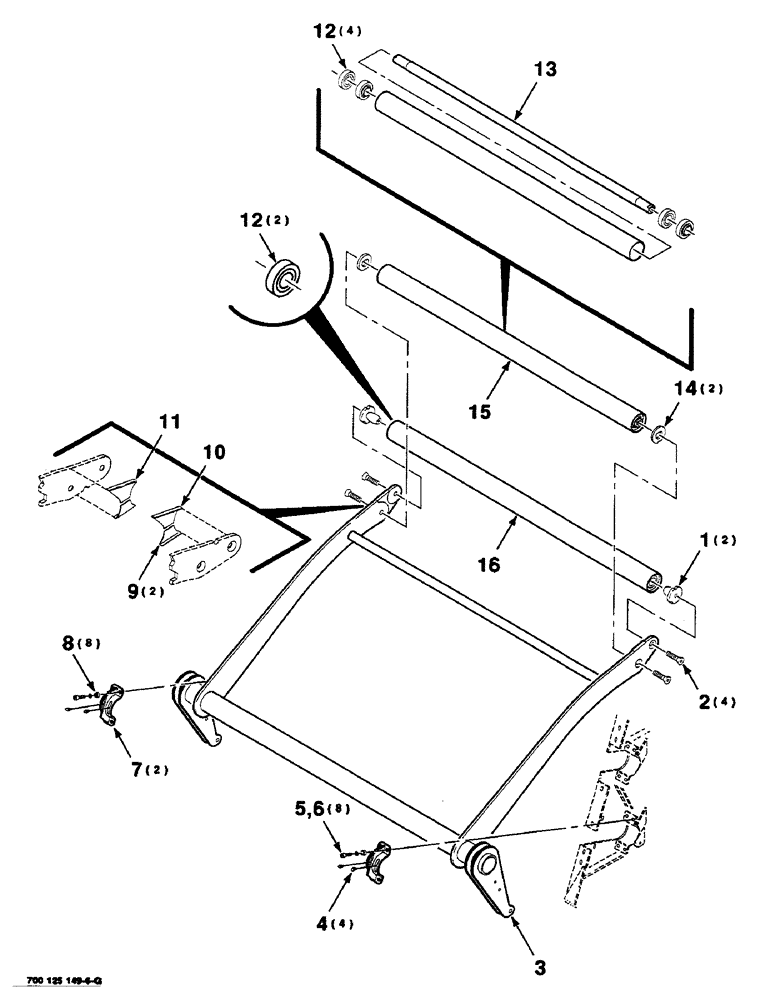 Схема запчастей Case IH 8460 - (6-30) - BALE TENSION ROLLER ASSEMBLY (14) - BALE CHAMBER