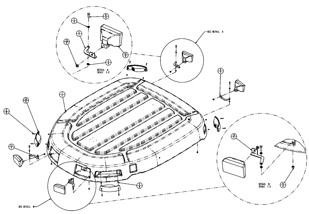 Схема запчастей Case IH FLX3510 - (01-002) - ROOF/A, CAB (10) - CAB