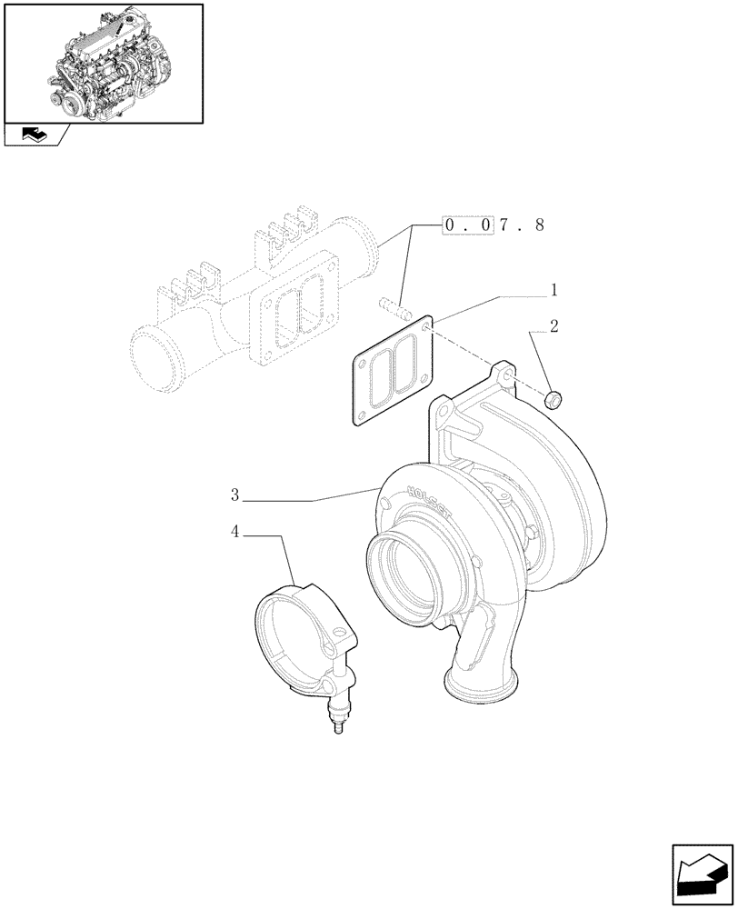 Схема запчастей Case IH 8010 - (10.250.05[01]) - TURBOCHARGER - 7010 (10) - ENGINE