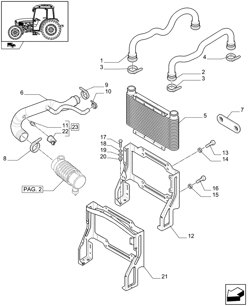 Схема запчастей Case IH FARMALL 75C - (1.19.1[01]) - DRY AIR CLEANER (02) - ENGINE EQUIPMENT