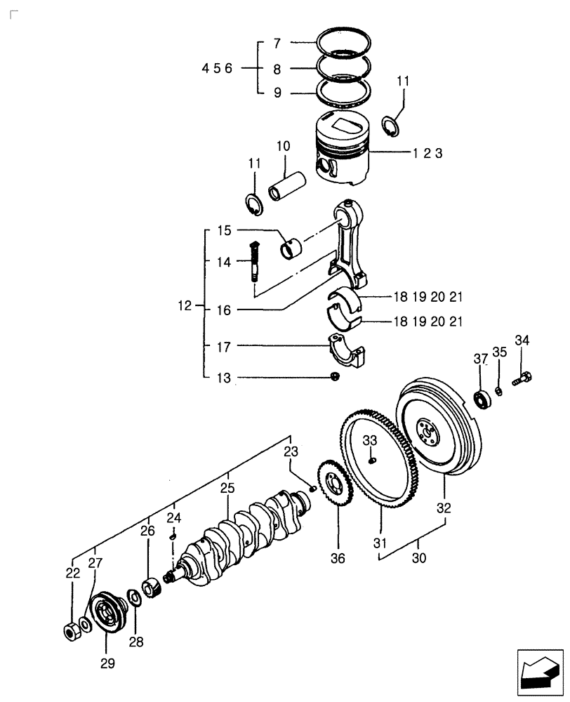 Схема запчастей Case IH FARMALL 50B - (10.103.02) - CRANKSHAFT (10) - ENGINE