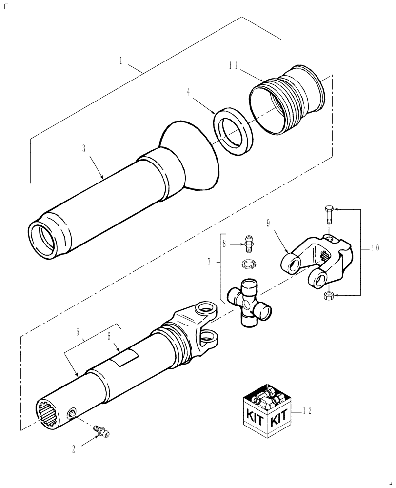 Схема запчастей Case IH DC102 - (01.02) - PRIMARY PTO, REAR HALF, 540 RPM (01) - PTO DRIVE SHAFT