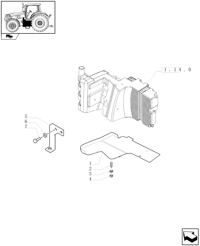 Схема запчастей Case IH PUMA 140 - (1.14.7/01) - FUEL TANK WITH GUARD - GUARD (VAR.330142) (02) - ENGINE EQUIPMENT