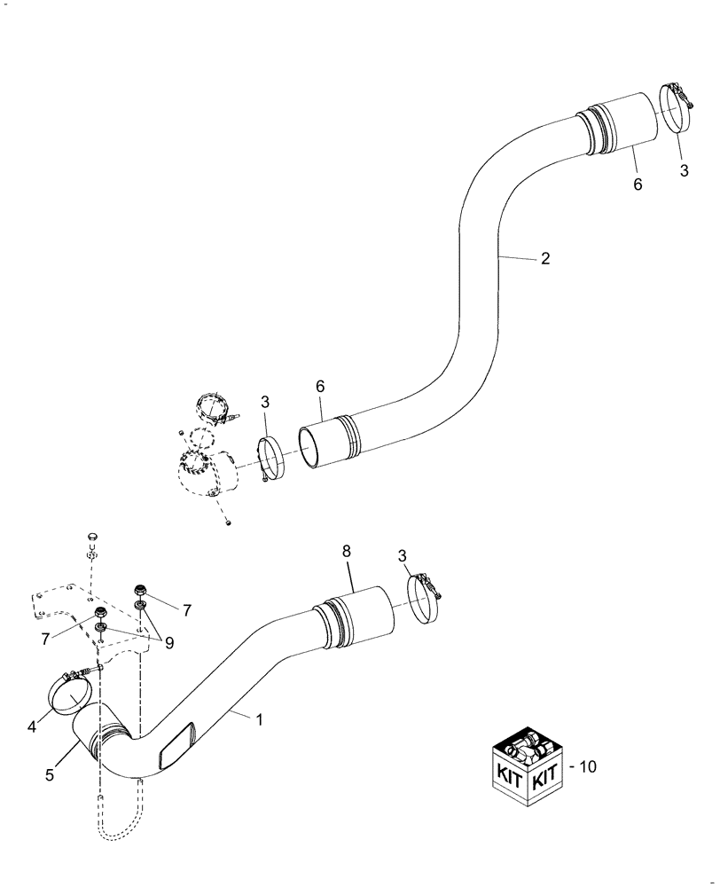 Схема запчастей Case IH AFX8010 - (B.30.A.37[4]) - AIR CIRCUIT, ENGINE TURBO - SINGLE PLANE UPGRADE KIT B - Power Production