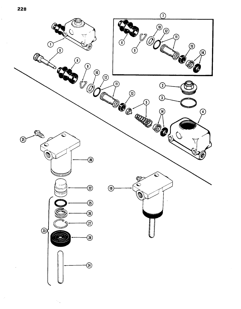 Схема запчастей Case IH 770 - (228) - A59534 MASTER BRAKE CYLINDER,  A62483 BRAKE SLAVE CYLINDER (07) - BRAKES