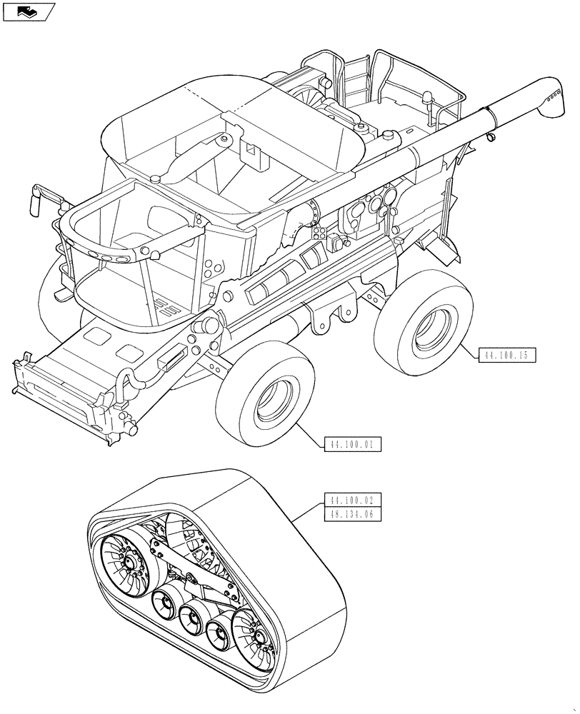 Схема запчастей Case IH 8230 - (00.000.44) - PICTORIAL INDEX - AXLE AND WHEELS (00) - GENERAL & PICTORIAL INDEX