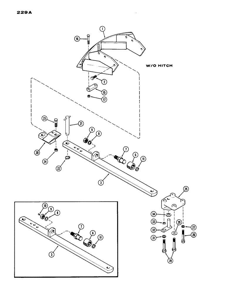 Схема запчастей Case IH 1070 - (229A) - DRAWBAR, WITHOUT HITCH (09) - CHASSIS/ATTACHMENTS