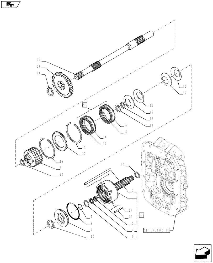 Схема запчастей Case IH PUMA 170 - (31.114.04[03]) - 4 SPEED ELECTRICALLY SHIFTABLE PTO 540/540E/1000/1000E - PTO, CLUTCH (VAR.743349-743374 / 743611) (31) - IMPLEMENT POWER TAKE OFF