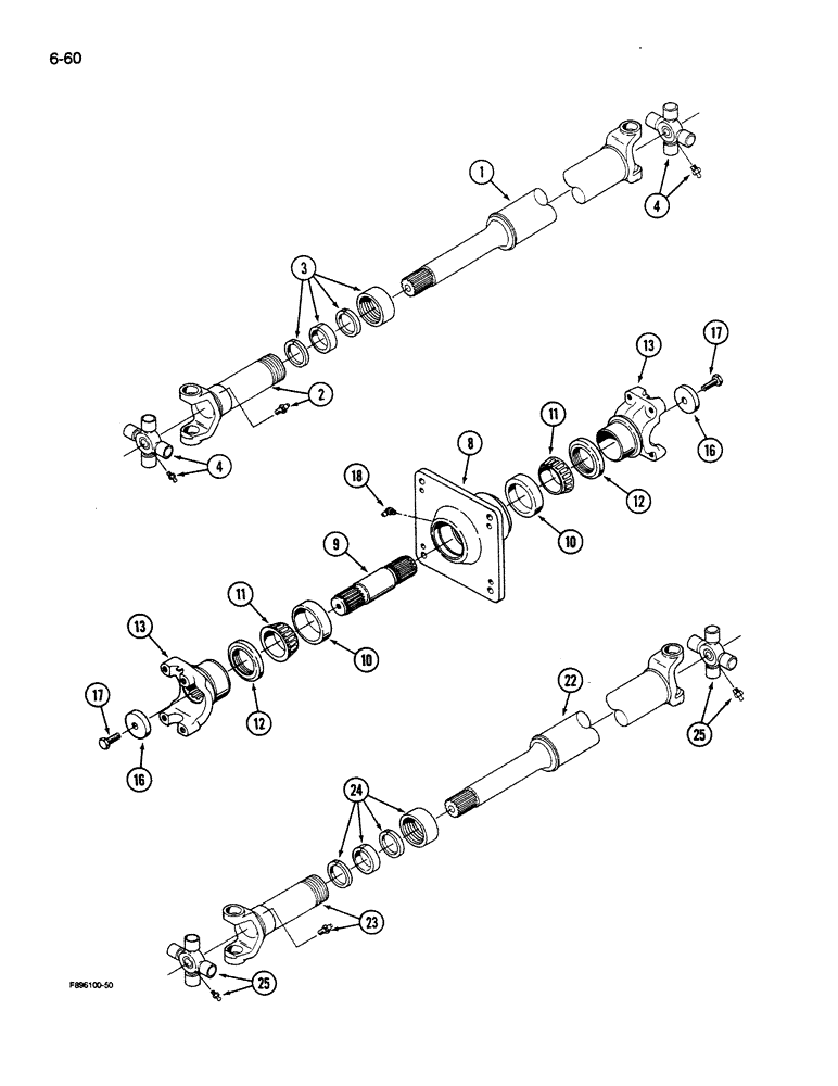 Схема запчастей Case IH 9270 - (6-60) - PTO DRIVE SHAFT ASSEMBLIES (06) - POWER TRAIN