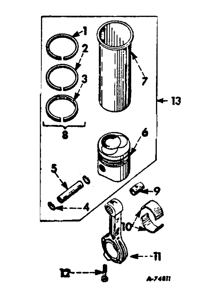 Схема запчастей Case IH 414 - (341) - CONNECTING RODS, PISTONS AND SLEEVE SETS (10) - ENGINE